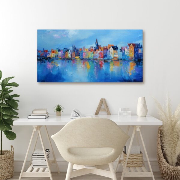 Obraz kolorowe miasto nad rzeką