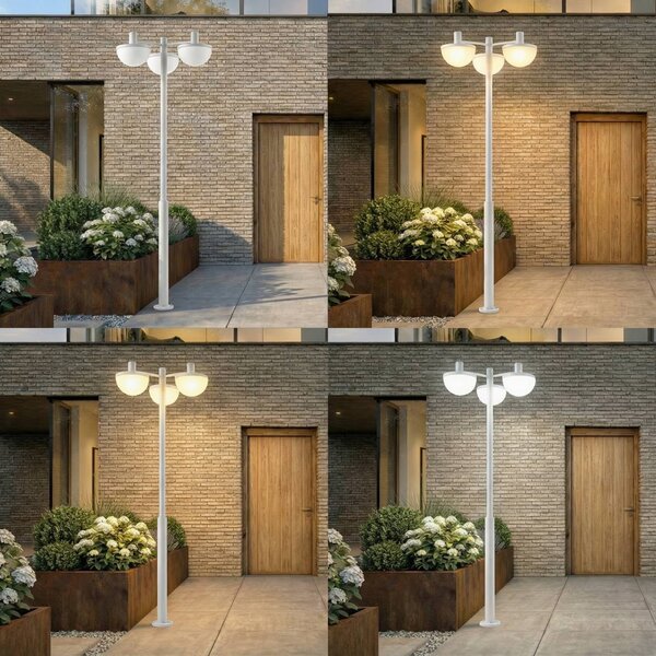 Lampa zewnętrzna LED Lucande Toras, jasnoszara, 3-punktowa, sściemniana, z Toras Lucande, możliwość ściemniania, aluminiowy / szary / cynkowy, aluminium, nowoczesny