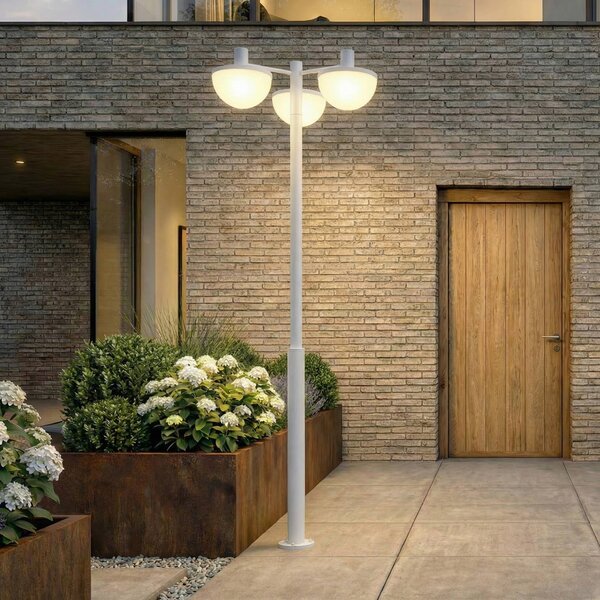Lampa zewnętrzna LED Lucande Toras, jasnoszara, 3-punktowa, sściemniana, z Toras Lucande, możliwość ściemniania, aluminiowy / szary / cynkowy, aluminium, nowoczesny