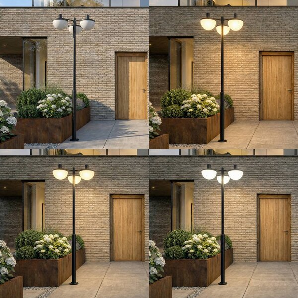 Lampa zewnętrzna LED Lucande Toras, czarna, 3-punktowa, ściemniana Toras Lucande, możliwość ściemniania, czarny, aluminium, nowoczesny