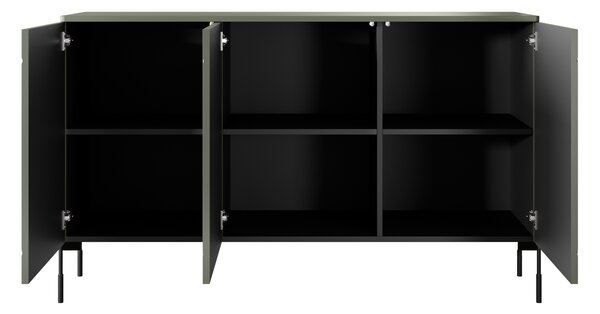 Komoda Sonatia 150 cm trzydrzwiowa - oliwka / nogi czarne