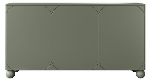 Komoda Sonatia II 150 cm trzydrzwiowa - oliwka / nogi kule