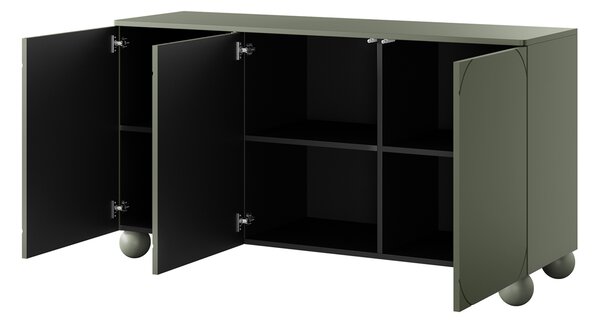 Komoda Sonatia II 150 cm trzydrzwiowa - oliwka / nogi kule