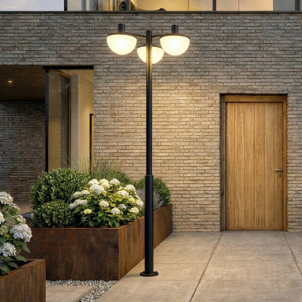 Lampa zewnętrzna LED Lucande Toras, czarna, 3-punktowa, ściemniana Toras Lucande, możliwość ściemniania, czarny, aluminium, nowoczesny