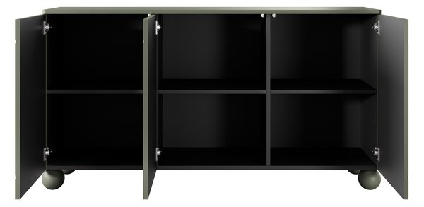 Komoda Sonatia II 150 cm trzydrzwiowa - oliwka / nogi kule