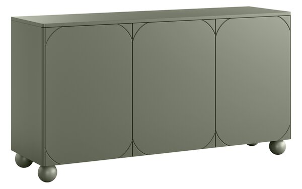 Komoda Sonatia II 150 cm trzydrzwiowa - oliwka / nogi kule