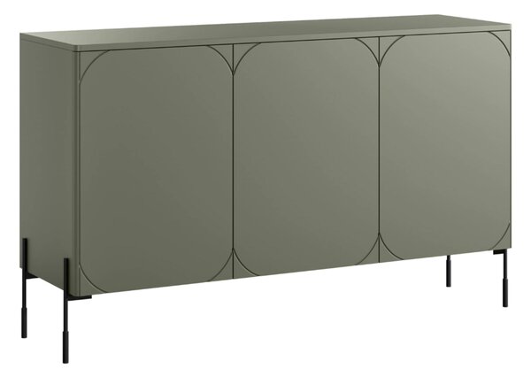 Komoda Sonatia 150 cm trzydrzwiowa - oliwka / nogi czarne