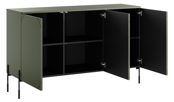 Komoda Sonatia 150 cm trzydrzwiowa - oliwka / nogi czarne