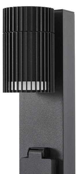 Słupek oświetleniowy Enerio Lindby, możliwość ściemniania, czarny, aluminium, nowoczesny