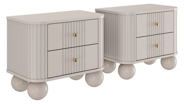 Zestaw szafek nocnych Vesper 56 cm - kaszmir / złote uchwyty / nogi kule