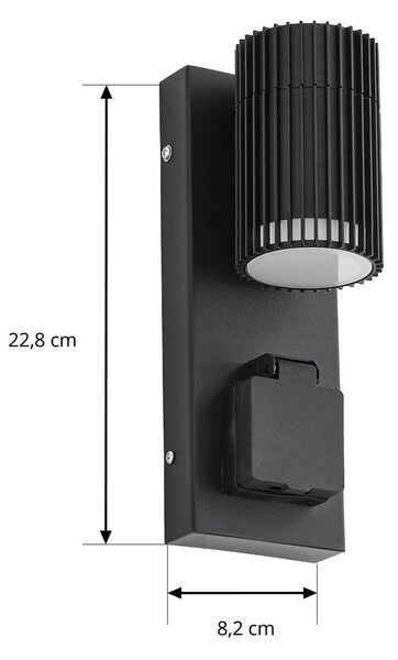 Kinkiet zewnętrzny Enerio Lindby, możliwość ściemniania, czarny, aluminium, nowoczesny