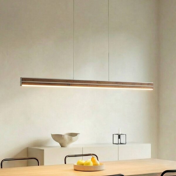 Lampa wisząca Lisene Quitani, możliwość ściemniania, ciemne drewno, salon / jadalnia, aluminium, design