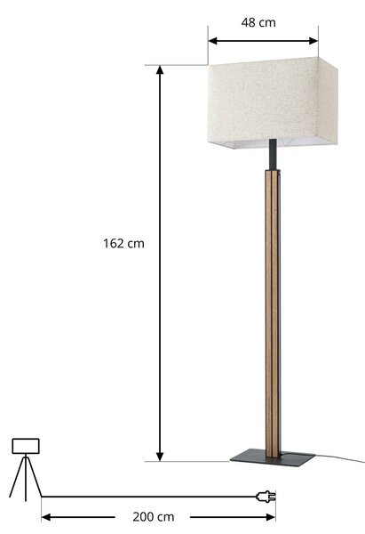 Lampa stojąca Lisene Quitani, możliwość ściemniania, jasne drewno, salon / jadalnia, metal, design