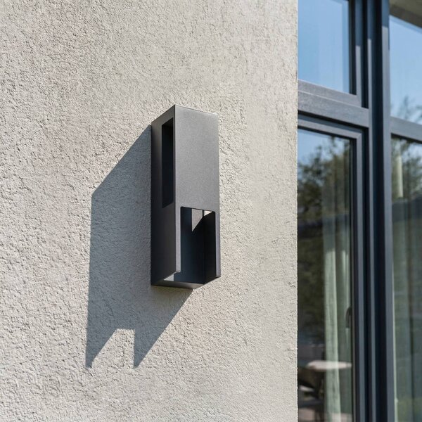 Kinkiet zewnętrzny LED Enyra Lindby, czarny, aluminium, nowoczesny