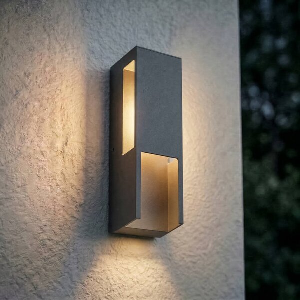 Kinkiet zewnętrzny LED Enyra Lindby, czarny, aluminium, nowoczesny