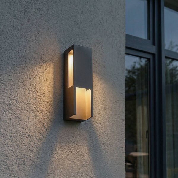 Kinkiet zewnętrzny LED Enyra Lindby, czarny, aluminium, nowoczesny