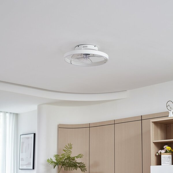 Wentylator sufitowy LED Momitu, biały, aluminium, Ø 50 cm – Lindby Lindby, Momitu, ściemnialny, biały, salon, aluminium, nowoczesny