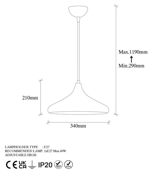 Lampa wisząca Barek 11545 Opviq, możliwość ściemniania, brązowy / mosiężny, salon / jadalnia, metal
