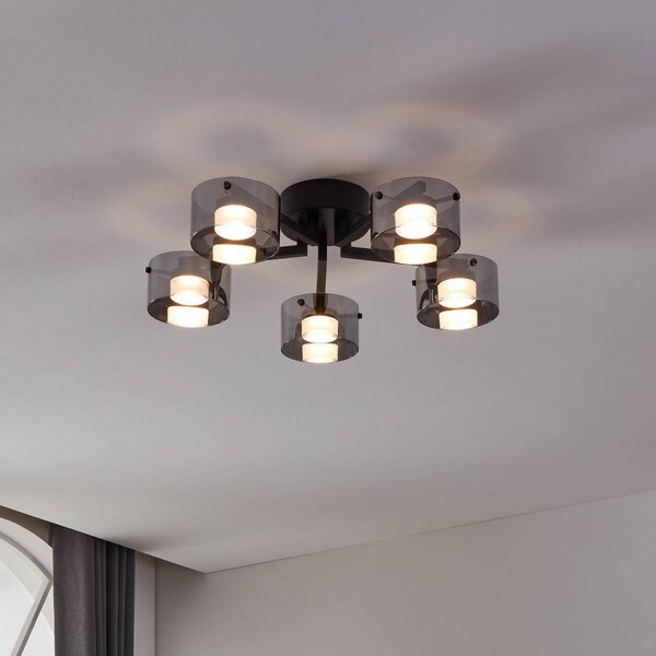 EGLO Lampa sufitowa Copillos, możliwość ściemniania, czarny, salon / jadalnia, szkło, nowoczesny