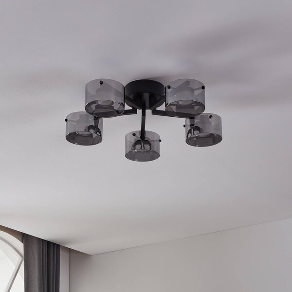 EGLO Lampa sufitowa Copillos, możliwość ściemniania, czarny, salon / jadalnia, szkło, nowoczesny