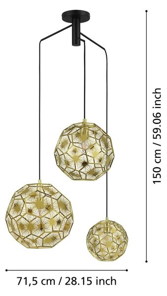 EGLO Lampa wisząca Skoura, możliwość ściemniania, mosiężny / złoty, salon / jadalnia, metal, nowoczesny