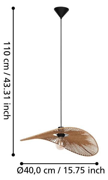 EGLO Lampa wisząca Siruela, możliwość ściemniania, brązowy / rdzawy, salon / jadalnia, papier / lunolit / lunopal