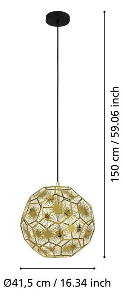 EGLO Lampa wisząca Skoura, możliwość ściemniania, mosiężny / złoty, salon / jadalnia, metal, nowoczesny
