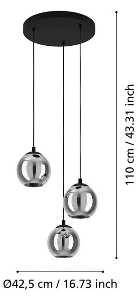 EGLO Lampa wisząca Ariscani, możliwość ściemniania, czarny, salon / jadalnia, szkło, nowoczesny