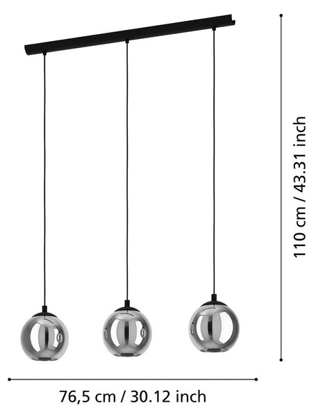 EGLO Lampa wisząca Ariscani, możliwość ściemniania, czarny, salon / jadalnia, szkło, nowoczesny