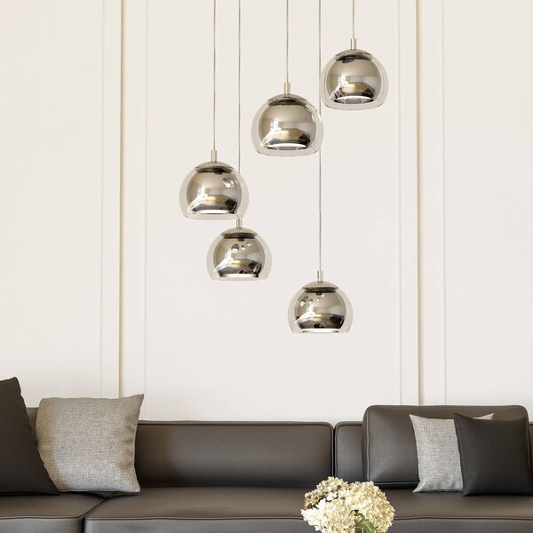 EGLO Lampa wisząca Rocamar 1, możliwość ściemniania, chromowy / srebrny, salon / jadalnia, szkło, nowoczesny