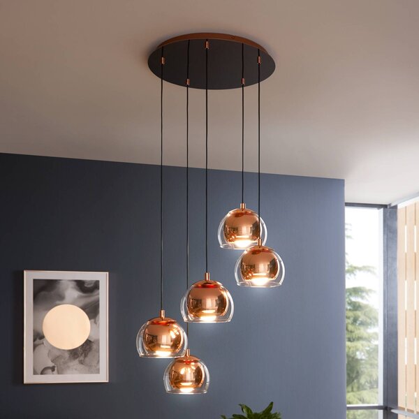 EGLO Lampa wisząca Rocamar 1, możliwość ściemniania, miedziany, salon / jadalnia, szkło, nowoczesny