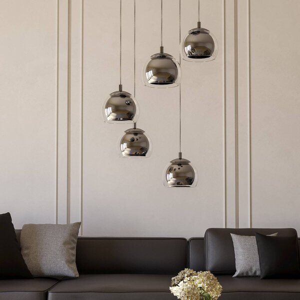 EGLO Lampa wisząca Rocamar 1, możliwość ściemniania, chromowy / srebrny, salon / jadalnia, szkło, nowoczesny