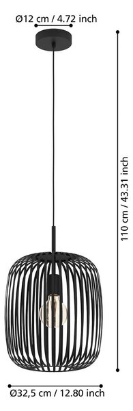 EGLO Lampa wisząca Romazzina, możliwość ściemniania, czarny, salon / jadalnia, metal, nowoczesny
