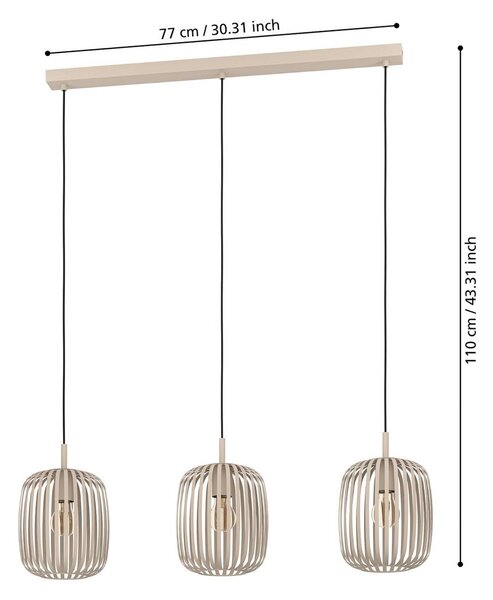 EGLO Lampa wisząca Romazzina, możliwość ściemniania, kremowy / amber, salon / jadalnia, metal, nowoczesny