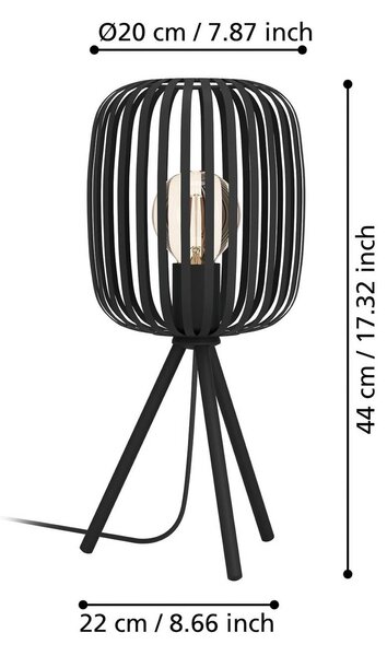 EGLO Lampa stołowa Romazzina, czarny, salon / jadalnia, metal, nowoczesny