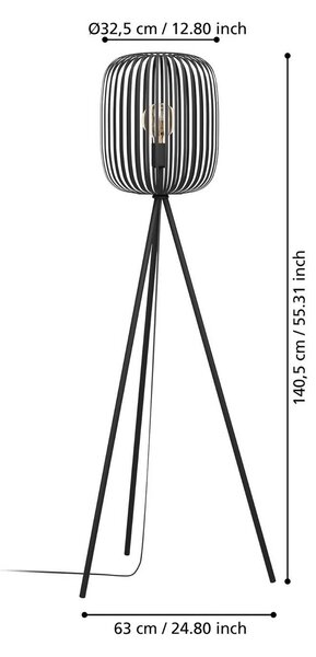 EGLO Lampa stojąca Romazzina, czarny, salon / jadalnia, metal, nowoczesny