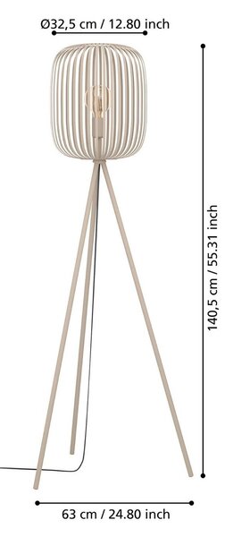 EGLO Lampa stojąca Romazzina, kremowy / amber, salon / jadalnia, metal, nowoczesny