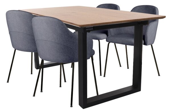 Zestaw: Stół rozkładany Grand + 4 krzesła do jadalni Aura Black, salon