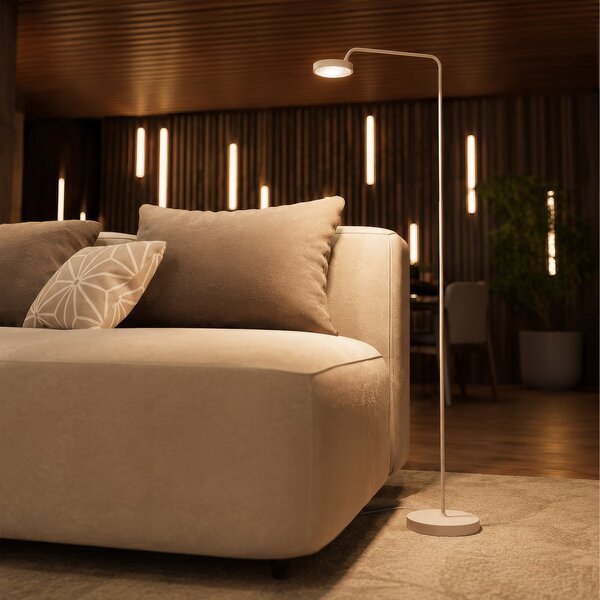 Lampa Podłogowa Sigor, Nivo, ściemnialny, biały, salon, aluminium, nowoczesny