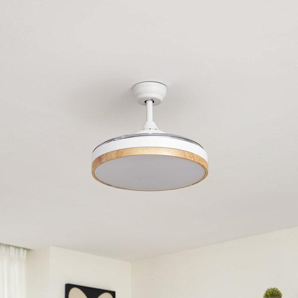 Wentylator sufitowy LED Oras, biały, DC, cichy, Ø 107 cm – Lindby Lindby, Oras, biały, salon, tworzywo sztuczne, nowoczesny