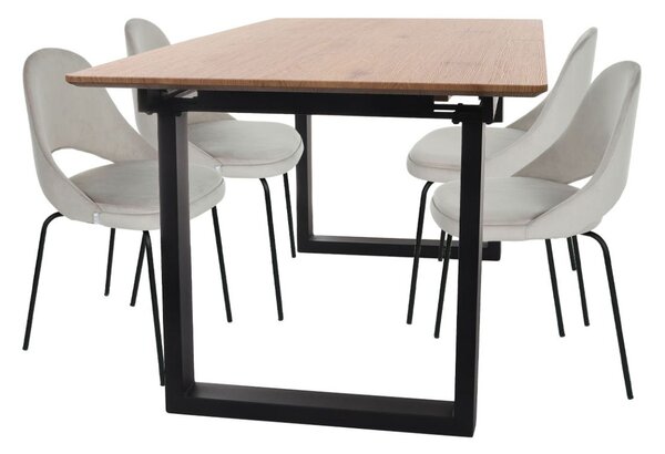 Zestaw stół rozkładany Grand + 4 krzesła do jadalni Costa Steel Black