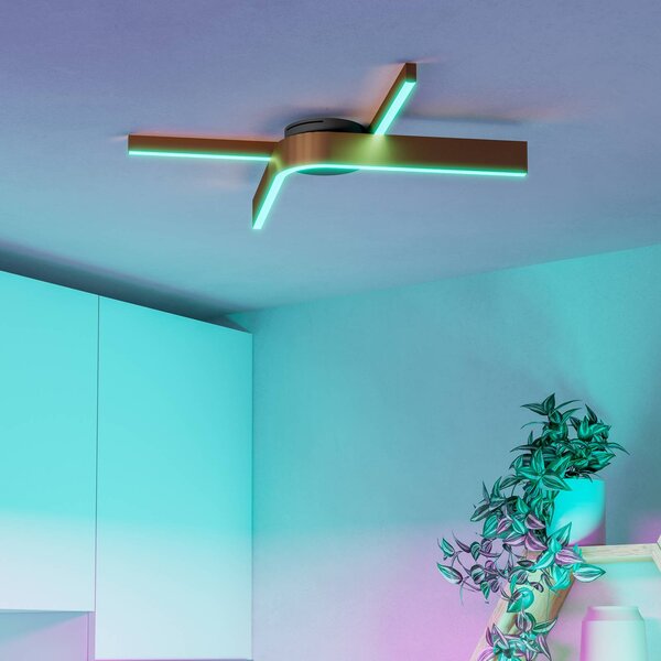EGLO Inteligentna lampa sufitowa LED Folcino-Z, kolor brązowy, 64 cm, CCT możliwość ściemniania, brązowy / mosiężny, salon / jadalnia, metal, nowoczesny