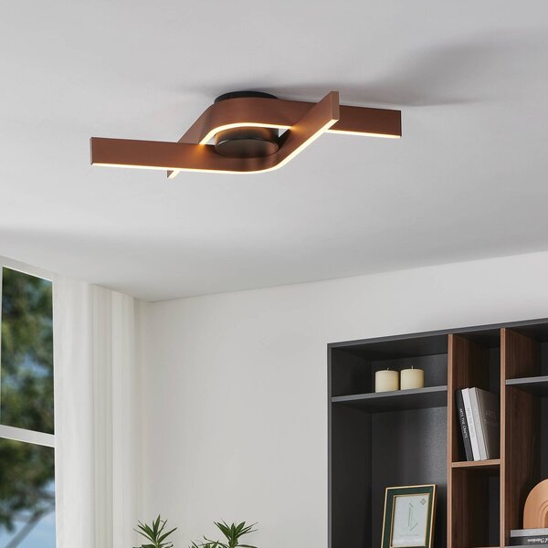 EGLO Inteligentna lampa sufitowa LED Folcino-Z, kolor brązowy, 64 cm, CCT możliwość ściemniania, brązowy / mosiężny, salon / jadalnia, metal, nowoczesny