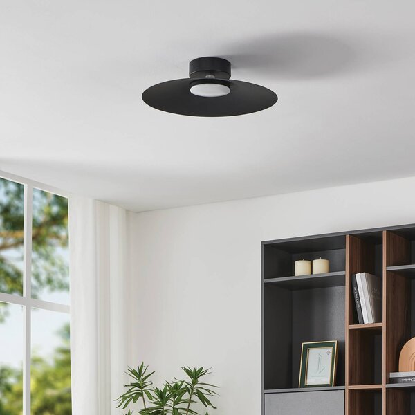 EGLO Inteligentna lampa sufitowa LED Conomavilla-Z, czarna Ø 45 cm CCT RGB możliwość ściemniania, czarny, salon / jadalnia, metal, nowoczesny