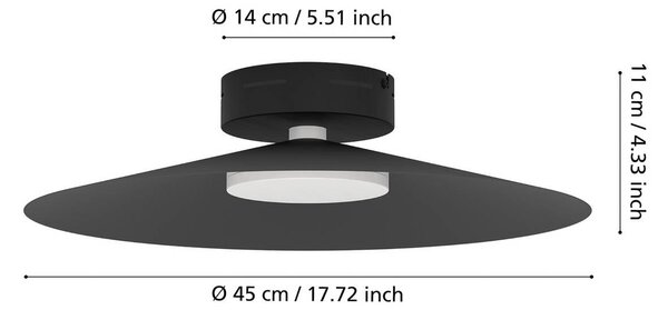 EGLO Inteligentna lampa sufitowa LED Conomavilla-Z, czarna Ø 45 cm CCT RGB możliwość ściemniania, czarny, salon / jadalnia, metal, nowoczesny