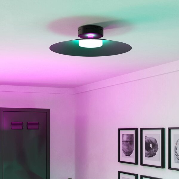 EGLO Inteligentna lampa sufitowa LED Conomavilla-Z, czarna Ø 45 cm CCT RGB możliwość ściemniania, czarny, salon / jadalnia, metal, nowoczesny