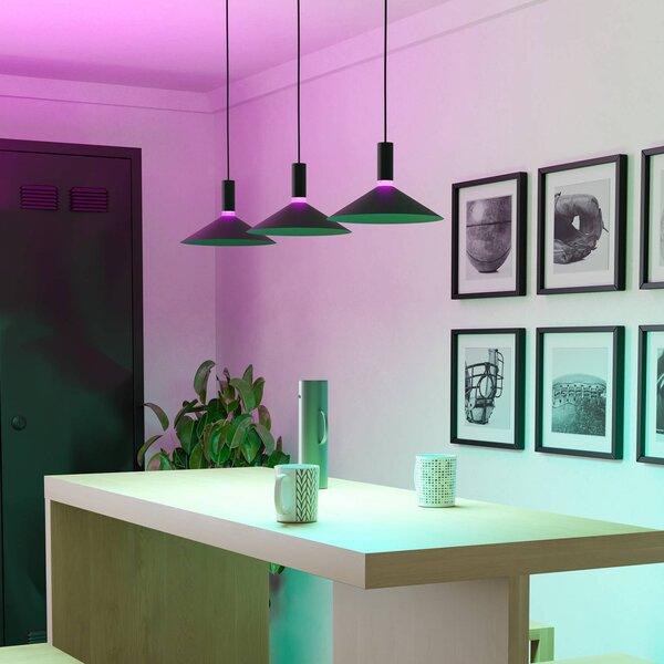 EGLO Inteligentny żyrandol Conomavilla-Z, czarny 92 cm 3-punktowy CCT RGB możliwość ściemniania, czarny, salon / jadalnia, metal, nowoczesny
