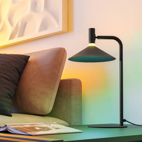 EGLO Inteligentna lampa stołowa LED Conomavilla-Z czarna wysokość 45 cm CCT RGB Conomavilla-Z, możliwość ściemniania, czarny, salon / jadalnia, metal, nowoczesny