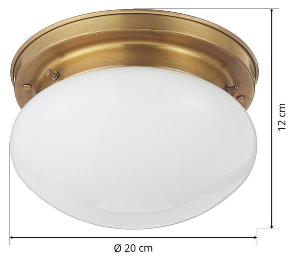 Berliner Messinglampen Lampa sufitowa HARRY, możliwość ściemniania, brązowy / mosiężny, salon / jadalnia, szkło, antyczny