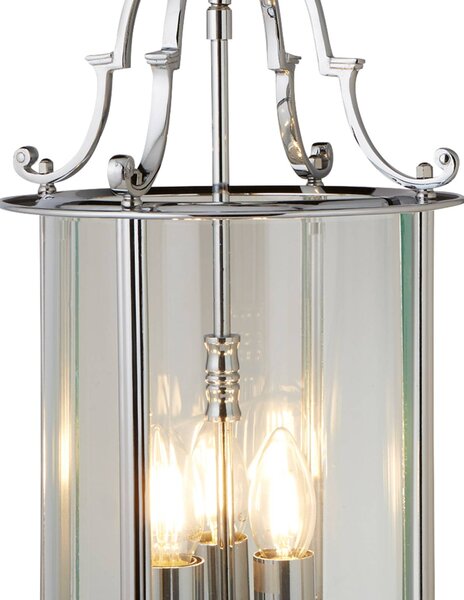 Searchlight Lampa wisząca szklana Bevelled Lantern, możliwość ściemniania, chromowy / srebrny, salon / jadalnia, metal